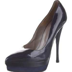 Versace Patent Leather Platform Pumps – Deep Blue